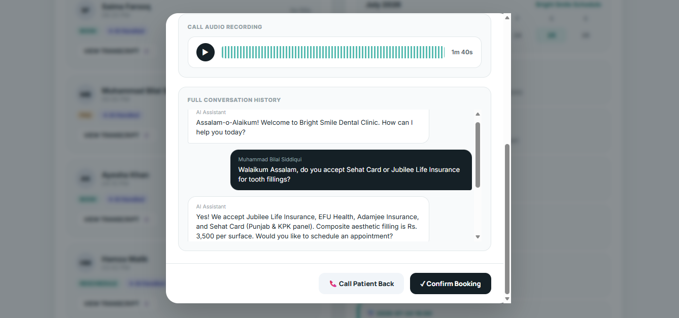 Call Transcripts & History Manager
