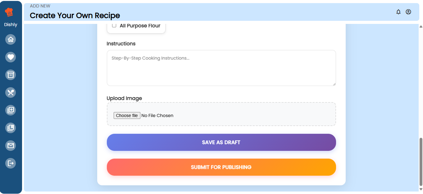 Add Recipe Interface